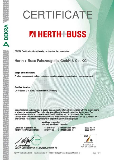 Certificate – KBA (Federal Motor Transport Authority)