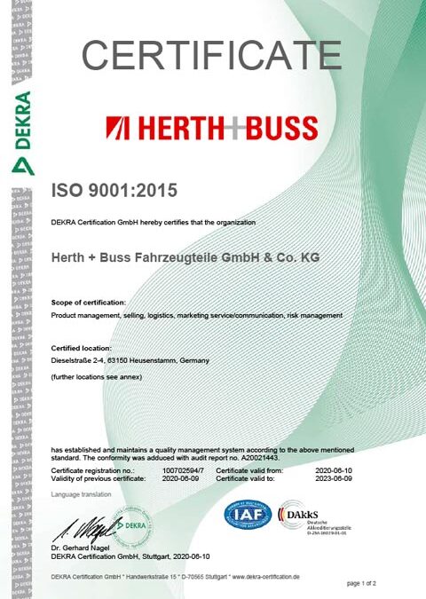 Certificate – ISO 9001 2015
