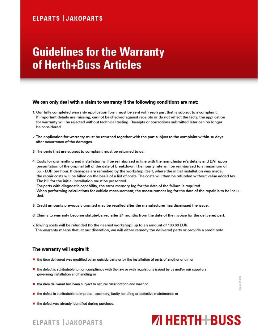 Guidelines for the Warranty