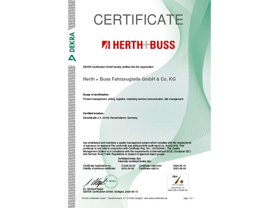 Certificate - KBA (Federal Motor Transport Authority)